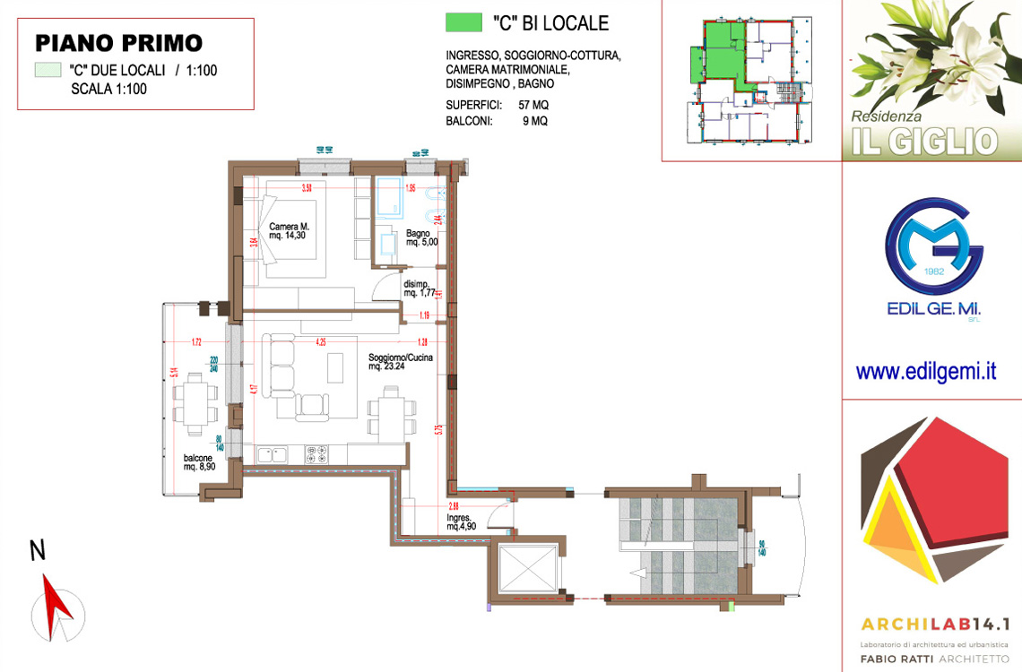 Planimetria_primo_piano_bilocale_residenza_il_Giglio_Lipomo_como