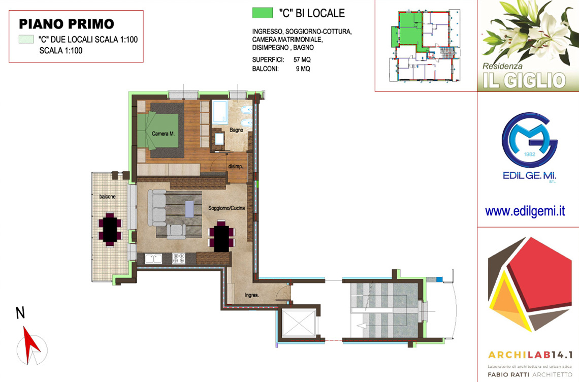Planimetria_primo_piano_residenza_il_Giglio_Lipomo_como